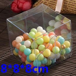 Gift Wrap 50Pcs/lot 8 8cm Pvc Candy Box FOR Party Gifts Favor Decorations And Products Display Toy Storage Or Cupcake Packing