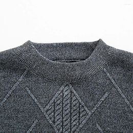 Men's Sweaters Solid Colour Sweater Stylish Mid-length Round Neck Long Sleeve Casual Winter Pullover For Men