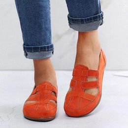Sandals Women Slip On Loafer Hollow Out Platform Shoes Wedge Heel Leather Hook Loop Comfort Beach Sandales For