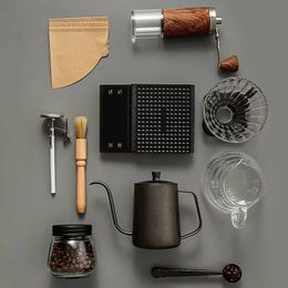 Coffee Tea Tools Coffee Kits Coffee Accessories Manual Grinder Mill Glass Pot with Filter Dripper Gooseneck Kettle Specialized Barista 231018