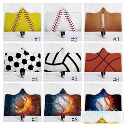 Blankets Baseball Football Soccer Softball Hooded 3D Printed Sport Sherpa Blanket Kids Adts Winter Plush Cape Towel