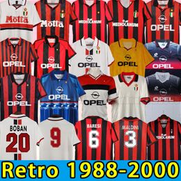 Retro shirts SOCCER JERSEYs Gullit Maldini Van Basten football KAKA Inzaghi milan PIRLO SHEVCHENKO BAGGIO 88 89 90 91 92 93 94 95 96 97 98 99 00 1995 1999 2000 KAKA