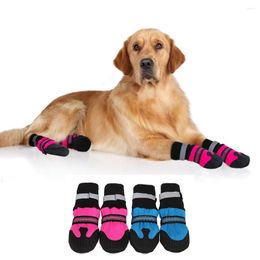 Dog Apparel 4pcs Waterproof Pet Shoes Winter Anti-Slip Snow Boots Reflective Protector Warm Socks For Medium Large Dogs