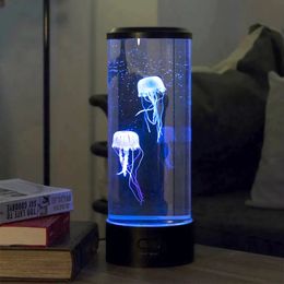 Wine Glasses Jellyfish Lamp Aquarium Lampka Nocna 5 Colours Fancy LED USB Table Night Light Children s Gift Lighting for Home Bedroom Decor 231017