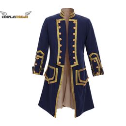 Cosplay Cosplay 18th Century Men's Royal Military Navy Uniform Jacket Tailcoat Mediaeval Men's Regency Jacket Coat Military Officer UniformCosplay