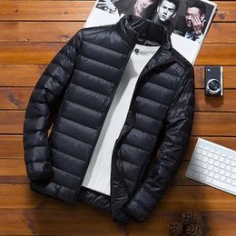 Men's Jackets Lightweight Solid Jacket For Men Hooded Collar Ultralight Coat 2023 Fashion Warm Down Male Winter Clothing Slim