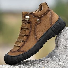 Boots Men Winter Hiking Outdoor Warm Fur Non Slip Ankle Fashion Climbing Footwear Antiskid Handmade Motocross 231018