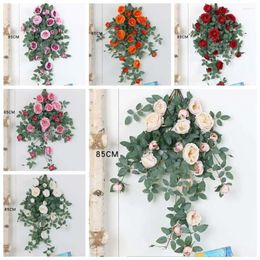 Decorative Flowers 1 PCS Beautiful Artificial Roses Rattan Creative 2 Forks Camellia Bouquet Exquisite Fashion Hanging