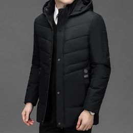 Men's Down Parkas Winter Long Warm Jacket Men Thicken Fleece 2023 Stand Collar Solid Colour Casual Parka Women Fashion Streetwear 231018