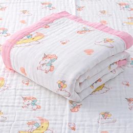 Blankets Swaddling Happyflute Four Seasons 6 Layers Muslin Cotton Baby Swaddle Blanket born Quilt Infant Bath Towel 231017