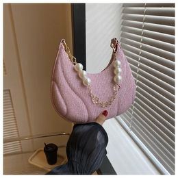 Evening Bags Brand Designer Cloth Women's Shoulder Bag Casual Chain Pearl Crossbody Hobos Handbag