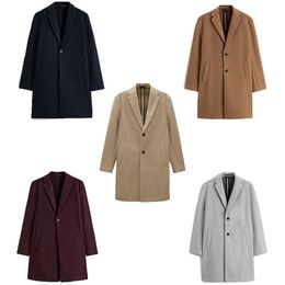 Men's Wool Blends Autumn and Winter Suit Collar Mid length Elastic Coat 231017