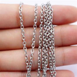 ship Jewelry Whole 10pcs Lot Smooth stainless steel silver thin 3mm Round Rolo Link chain necklace Fashion Jewelry Women 2511