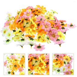 Decorative Flowers 150 Pcs Wreath Heads Wedding Headdress DIY Decorate Small For Crafts Artificial African Daisy Fake Daisies Faux