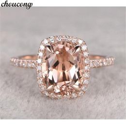 choucong Fashion Ring Rose Gold Filled Cushion cut Diamond Cz Anniversary Wedding Band Rings For Women Finger Jewellery Gift257r