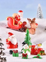 Decorative Objects Figurines Christmas Snowman Miniature Santa Claus Dolls Fairy Garden Miniatures Figures Accessories Terrarium Decoration 231017