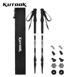 Trekking Poles KUTOOK Trekking Poles 2PCS 3 Section Alpenstock Nordic Walking Sticks Retractable Pole Telescopic Crutch Hiking Camping Bastones 231018