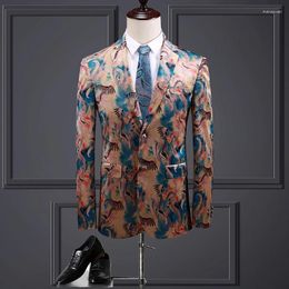 Men's Suits High Quality Fashion Europe And The United States Plus-size Men Handsome Trend Velvet Digital Printed Suit Blazers Four Seasons