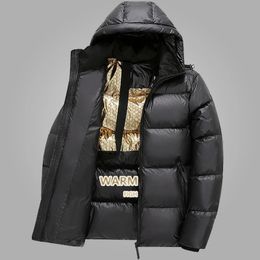 Men's Down Parkas Fashion 2023 Winter Jacktet Black Gold Warm Hooded CottonPadded Jackets Outwear Luxury Brand Coats Man Loose Thick 231018