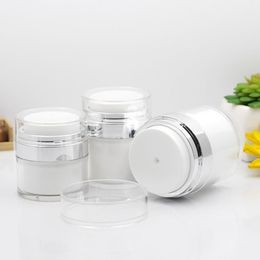 15 30 50g Pearl White Acrylic Airless Jar Round Cosmetic Cream Jar Pump Cosmetic Bottle Gkcvu