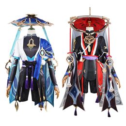 Scaramouche Cosplay Genshin Impact Costume Wig Hat Full Set Anime Halloween Genshin Cosplay Wanderer Costume Uniform for Mencosplay