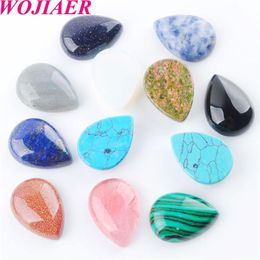 WOJIAER Natural GemStone Beads Teardrop Cabochon CAB No Drill Hole 18x25x7mm Loose Beads Jewelry Making Accessories BU811267y