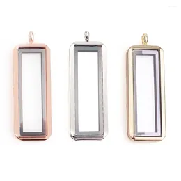 Pendant Necklaces 10Pcs/Lot Clear Upright Rectangle Glass Floating Locket For Women Living Picture Relicario Colgantes Jewellery