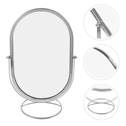 Bath Accessory Set Light Mirror Makeup Bedroom Mirrors Desktop Tabletop Swivel Iron Rotating Student Oval Shape