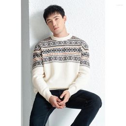 Men's Sweaters Sheep Wool Jumper Fashion Plaid Sweater Long Sleeve Knitwear Pullover Male Pure Clothes