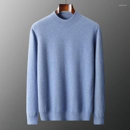 Men's Sweaters Soft Warm Men Pullovers Pure Cashmere Knitted Jumpers Mock Neck Full Sleeve Solid Colour Male Clothes