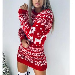 Casual Dresses Long Sleeve Warm Thicken Pullover Top Jumper Sexy Sheath Bodycon Sweater Vestidos 2023 Xmas Look Women Knitted Dress