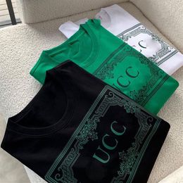 Designer Men's Tee shirts black and white Green color alphabet Luxury brand Crewneck Short Sleeve Couple Soft 100% cotton str260t