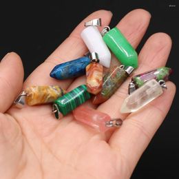 Pendant Necklaces 6PCS Natural Semi Precious Stone Crystal Malaysian Jades Malachite Pencil Shape For Jewellery Making Necklace Accessories