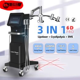 Powerful Laser Lipo Slimming Machine 6D Lipolaser Lights Slim Cryolipolysis Pads Fat Freezing Body Shaping Painless Cold Green Red Lasers