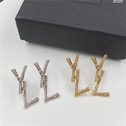 Vintage Letter Charm Earrings Nail Pattern Designer Studs Women Silver Gold Eardrops Jewelry With Gift Box248A