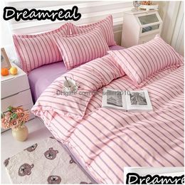 Bedding Sets Classic Double Queen King Size Duvet Er Flat Sheet Pillowcase Kids Bed Linens Bedspreads 230828 Drop Delivery Home Gard Dhwhl