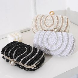 Evening Bags Beaded Pearl Clutch Bag Women Wedding Bridal Dinner Party Purse Female Stylish 231017