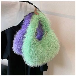 winters Evening Bags Japan South Korea Autumn and Winter Women's Bag Candy Color Portable Cute Fashion Plush Handbag Personalized Versatile