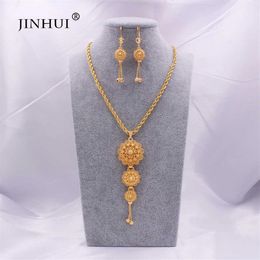 Jewelry sets 24K Ethiopian Gold Arabia Necklace Pendant Earring for women indian dubai African wedding Party bridal gifts set 21062393