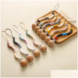 Pacifiers# Pacifiers Baby Pacifier Chain Wooden Clip Bpa Sile Curved Infant Nipple Clips Born Chewing Accessoriespacifiers Baby, Kids Dh3Qj