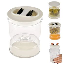 Herb Spice Tools Pickle Olive Hourglass Jar Juice Wet and Dry Separator Food Container with Strainer Flip Airtight Lid 231017