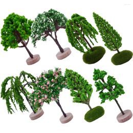 Decorative Flowers 8 Pcs Micro Landscape Tree Simulation Model Mini Small Decoration Miniture Garden Desk Work Accessories Sand Table DIY