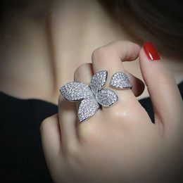 Vintage Flower Leaf ring Pave Setting Diamond Cz Sona Stone 925 Sterling silver Party wedding band rings for women Finger Jewelry2500