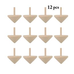 Spinning Top 12 Pcsset Wooden Toys Traditional Wood Spin Up Toy Child Leisure Hand Drawing Spinne 231017