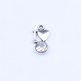 New fashion silver copper retro I Love Volleyball Pendant Manufacture DIY Jewellery pendant fit Necklace or Bracelets charm 500pcs l245b