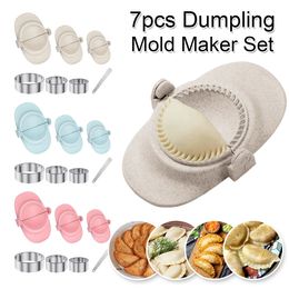 Baking Moulds 7Pcs Dumpling Mould Set Stainless Steel Maker Safe Empanada Press Mould Dough Cutter DIY Jiaozi Kitchen Tools 231018