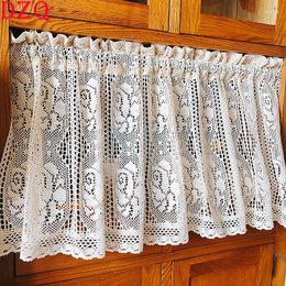 Curtain American Country Crochet Hollow Short Curtains For Roman Window Kitchen Manual Rose Lace Half Valance #A036