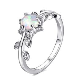 10 Pieces 1 lot Trendy Wedding Jewelry Fire Opal Gems Silver Rings Russia American Australia Women Rings Jewelry Gift2804