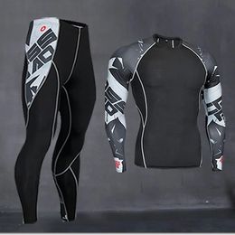 Mens Thermal Underwear Long Compression Clothing Fitness Shirt Men Running Training Pants 231018