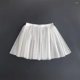 Women's Sleepwear Skirt Lengthening Hem Folding Bottoming Underskirt Lining Double Mesh Transparent Short Dress Extension Elastic Waist